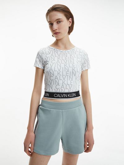 Calvin Klein Ruhák HU524789 | Calvin Klein Logo Cropped Gym Női Póló Világos Fehér